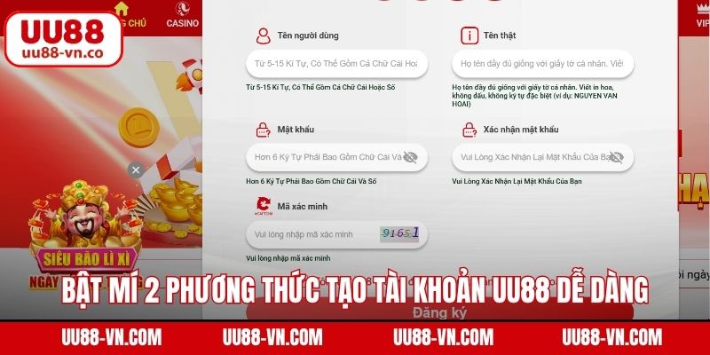Bật mí 2 phương thức tạo tài khoản UU88 dễ dàng